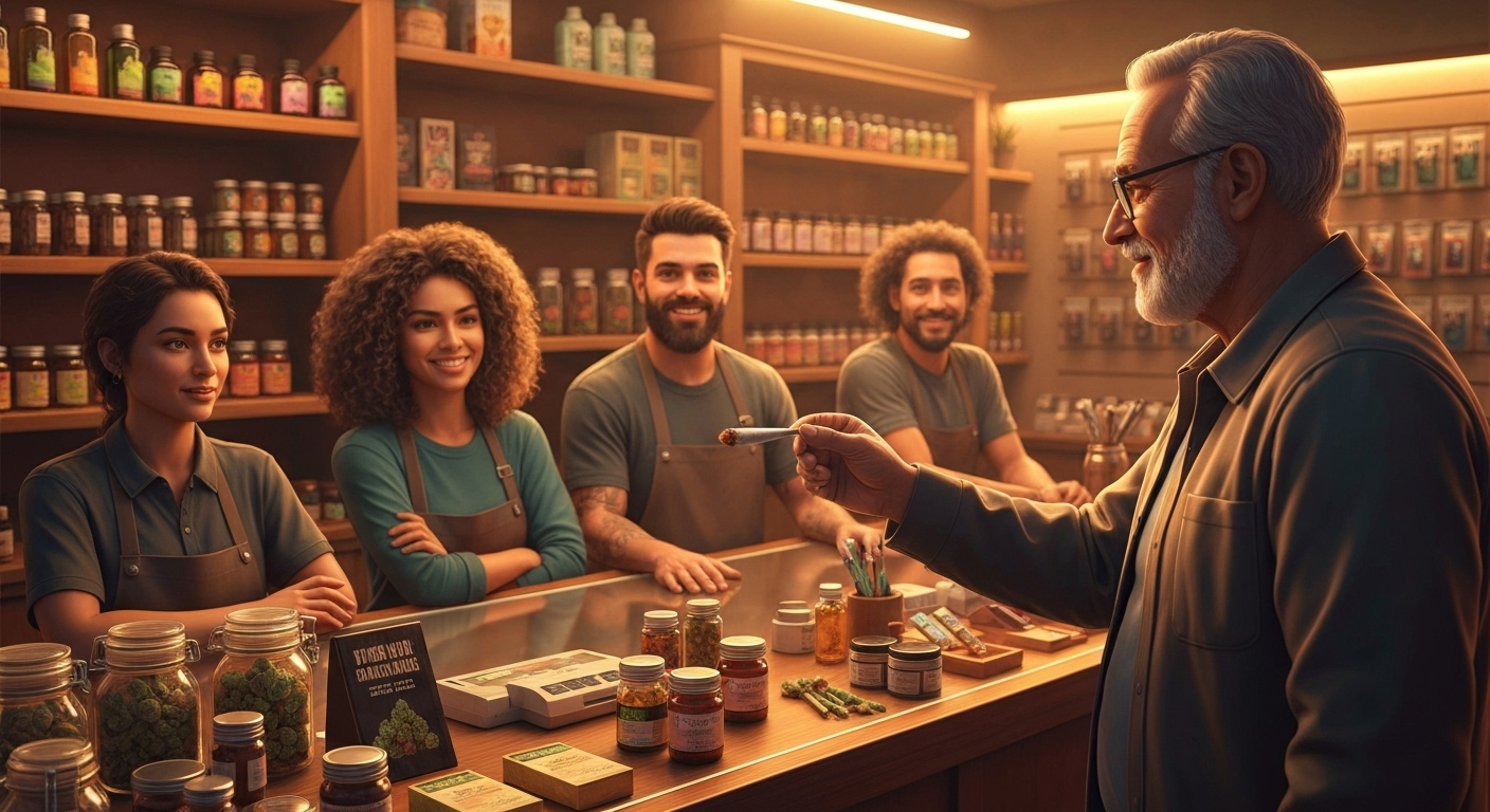 Person receiving free joint at dispensary