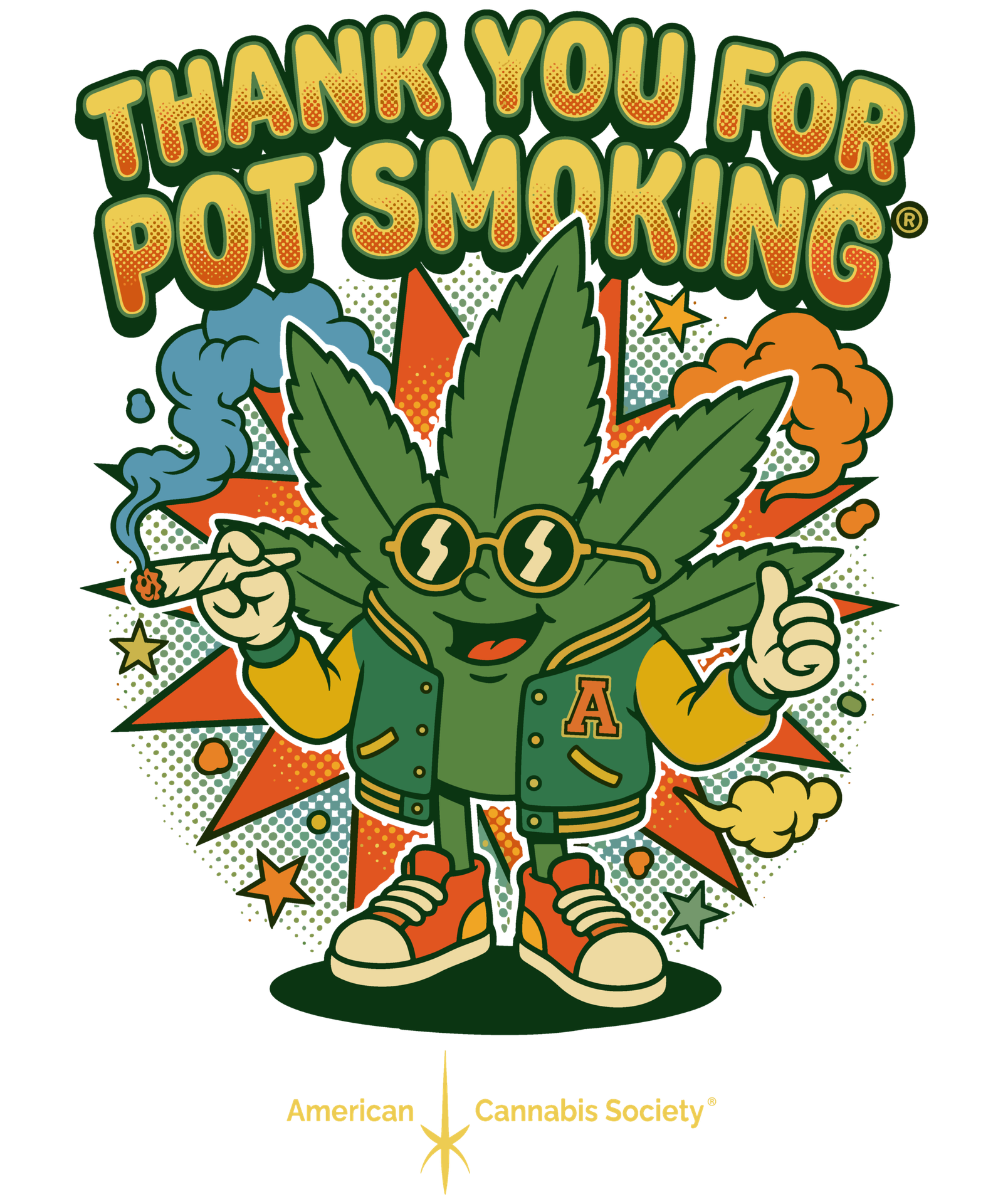Thank You For Pot Smoking cannabis mascot graphic tee from THCFACTOR clothing